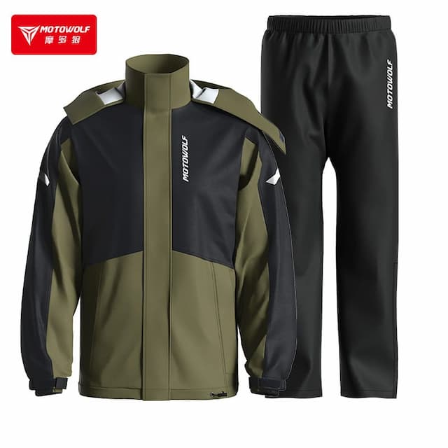MOTOWOLF MDL0405 Raincoats Genuine Product 100% Waterproof Olive