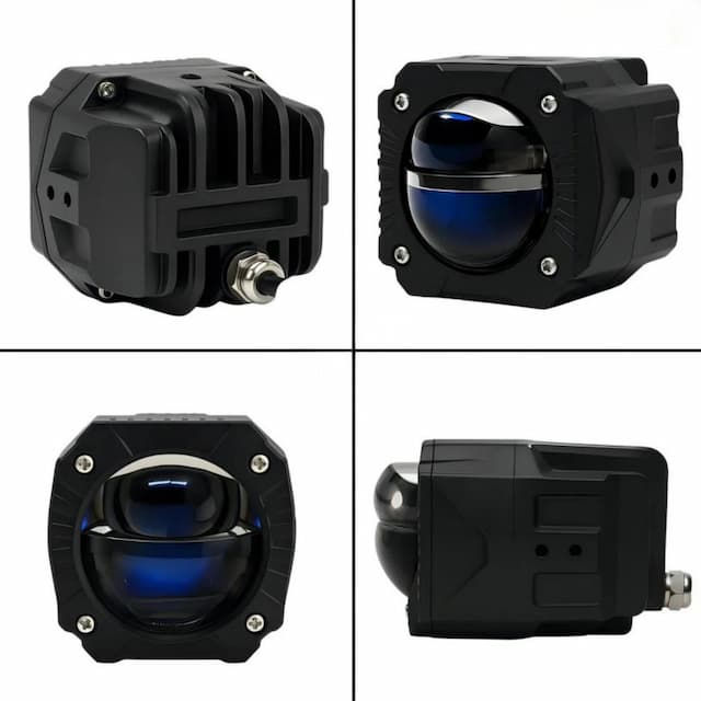 HJG Gorilla Dual Lens 120W Projector Fog Light – White/Yellow with Red DRL (Universal Fit)