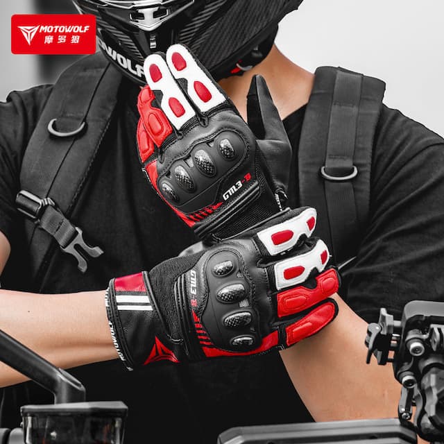 MOTOWOLF GM3-B Leather Riding Gloves – High-Performance Motorcycle Protection for Bikers